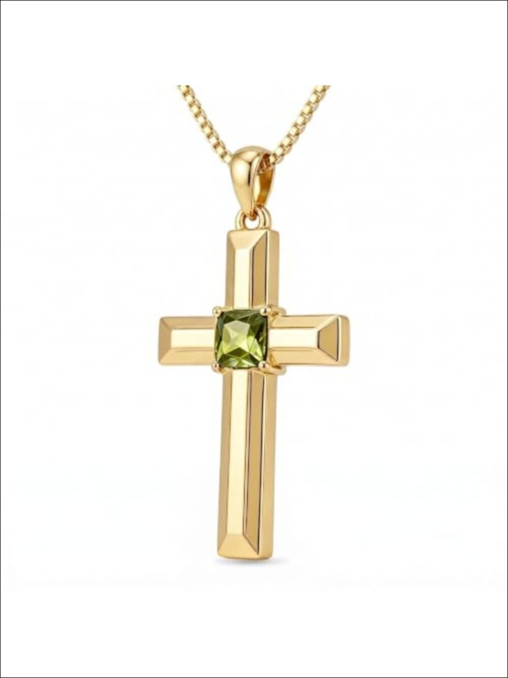 14K Gold Plated Minimalist Cross Pendant Necklace with Cubic Zirconia